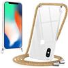 Yoedge Cover per iPhone X con Cordino 5,8, Trasparente Custodia con Collana Tracolla Laccio Collo Corda, Sottile Protettiva Bumper Antiurto Anti-giallo Silicone Case, Colore