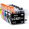 Yowell LC421 Cartucce d'inchiostro compatibili con Brother LC421 Multipack cartucce per Brother DCP-J1050DW DCP-J1140DW MFC-J1010DW,confezione da 5