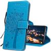 IMIRST Cover per OPPO A53S Smartphone, Custodia in Pelle OPPO A53, Custodia a Portafoglio con i Disegni in Rilievo per OPPO A53S / A53. KT1 Wish Tree Blue