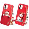 Krdvekm 2 x Cover per iPhone 11 6,1'' Natale Pupazzo di neve con Catena, Natalizia Braccialetto Custodia con Carino Aesthetic Print Femmina Mädchen Modello Christmas Disegni Collana Protettiva Case