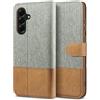 BEZ Cover per Samsung A56 5G, Custodia per Portafoglio Samsung Galaxy A56 5G Protettiva in Tela e PU Pelle Portafoglio Flip Cover con Chiusura Magnetica, Grigio
