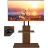 TVON Supporto TV da Pavimento con Ruote a Rotelle Nascoste per TV da 32-70 Pollici, Regolabile in Altezza, Carrello Porta TV con Ruote con Scaffale in Legno, Max Capienza 45 kg VESA 400x400mm