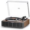 XJ-HOME Giradischi Vinili, Giradischi Bluetooth HiFi con Altoparlanti Integrati, Puntina AT-3600L, 33/45 Giri a Cinghia, Funzione Aux-In, vinyl player (Noce)
