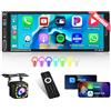 Inefala Autoradio Bluetooth 1 Din Compatibile con Wireless Carplay Android Auto 6,9 Pollici Touchscreen Stereo Auto Supporta Bluetooth/Mirror Link/FM Radio/USB/Tipo-C/EQ con Telecamera Posteriore