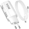 ASKUBSKU Caricatore Mini 90 W e cavo per Xiaomi Poco X7 Pro 5G F7 F6,90W Ricarica Adattatore e 1 metro 6 A Cavo USB C a USB C Rapida Ricarica GAN per Xiaomi 15 Ultra 14Ultra 13