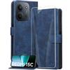 binandteam Cover a Libro per Xiaomi Redmi 15C 4G / 5G (6.9) con Vetro Temperato,Custodia in Pelle PU Magnetica Flip Porta Carte Wallet Supporto Portafoglio Case - Blu
