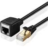 TNP Products TNP Cavo di Rete Prolunga Ethernet (50.8 cm) - Adattatore Cat7 Cat6 Cat5e Cat5 RJ45 da Femmina a Maschio Cavo Internet Categoria 7 Matassa Cable Gigabit Spinotto Rete LAN Modem Spina Patch (Nero)