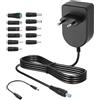 CERRXIAN Adattatore di alimentazione universale 36 W 3 V 4,5 V 5 V 6 V 7,5 V 9 V 12 V AC/DC caricatore a commutazione universale 3 A (max), con 12 punte adattatore a scelta e porta USB 5 V 2,1 A