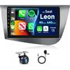 Hodozzy 4GB+64GB 8 Core Autoradio per Seat Leon 2005-2012, Hodozzy Android 9 Pollici IPS Touch Screen GPS Navigatore Wireless Carplay Android Auto Mirror Link 2 Din Radio Bluetooth DSP WiFi FM RDS Telecamera