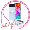 NALIA Cover Chiaro con Cordino compatibile con Samsung Galaxy Z Flip4 Custodia, Trasparente Copertura con Anello & Banda da Appendere al Collo, Dorso Rigido & Bordi Silicone, Colore:Pink