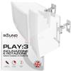 Sound bass 2 x PLAY 3 Installazione a parete, meccanismo Pin & Tilt regolabile, Staffa singola, Compatibile con SONOS Play: 3 Box con accessori di installazione, Bianco, Progettato nel Regno Unito