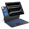 TECURS QWERTZ Layout tedesco Custodia per tastiera per iPad Pro da 13 pollici, 2024 (M4), Magic Keyboard per iPad Pro 13 con trackpad, design magnetico, facile da trasportare, nero