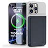 YONHUIZI Custodia per iPhone 16 Pro (6,3), 7000 mAh, ricaricabile, con protezione del carro armato, in vetro, per batteria aggiuntiva, per batteria, colore: blu