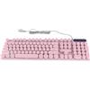 EIMSOAH Carina tastiera da gioco retrò con retroilluminazione a LED bianca, tastiera da gioco USB, rotonda, 104 tasti, tastiera carina cablata, rotonda (rosa)