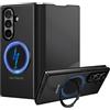 NIFBANG Custodia per Samsung Galaxy Z Fold 7, compatibile con Magsafe, girevole a 360°, supporto magnetico in alluminio, protezione per cerniera antiurto Z Fold 7, custodia a portafoglio (nero)