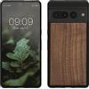 kwmobile Custodia Compatibile con Google Pixel 7 Pro Cover - Protezione in Legno per Smartphone - Back Case con Bumper in Silicone TPU - marrone scuro legno di noce