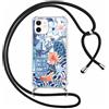 Coalbooliy Custodia con Cordino per iPhone 12 Pro/ 12 6,1, Trasparente Aesthetic Modello Cute Disegni Cover con Collana Antiurto Case Regolabile Cellulare Girocollo per Femmina, 04