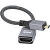RIIEYOCA Cavo adattatore da micro-HDTV a HDTV, dritto da micro maschio a HDTVS femmina, in alluminio, cavo corto in nylon intrecciato, supporto 4K UHD, per laptop, proiettore, TV, monitor (20 cm)