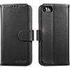 Lensun Custodia per iPhone SE 2022/SE 2020, iPhone 8/iPhone 7 Cover in Vera Pelle [RFID Blocking] Slot Schede Portafoglio Chiusura Magnetico Flip Custodie Cuoio per iPhone 7/8/SE 3/2 - Nero