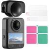 K&F CONCEPT Pellicola Schermo con Coprilente per DJI Osmo 360, Vetro 9H | Kit per DJI Osmo 360: 2 pellicole vetro temperato 9H + 1 coprilente silicone, 0.3mm, trasparenza 99.99%. Modello PT03