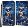 Haninsuze Cover per Samsung Galaxy A6 2018, Portafoglio PU Pelle, cuore blu | Interno TPU Antiurto, Anti-Graffio, Fessura per Schede, Supporto Stand, Design Libro, Flip