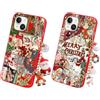 Krdvekm 2 x Cover per iPhone 15 6,1'' Babbo Natale con Catena, Natalizia Braccialetto Custodia con Carino Aesthetic Print Femmina Mädchen Modello Christmas Disegni Collana Protettiva Case