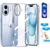 N NEWTOP Custodia Compatibile con Apple iPhone 16 Plus, Morbido TPU CLEAR Silicone Anti Urto Trasparente Slim Sottile Flessibile Proteggi Bordo Fotocamera Posteriore Case Vetro (Cover +2 Pellicole)