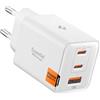 Spigen ArcStation Essential 47W Caricatore USB C a 3 Porte Rapido [Compatto & Caricatore PPS] Mini Spina USB C PD QC 3.0 per iPhone 17/16/15 Pro Max 17e, Samsung Galaxy S26, Pixel 10/9/10a - Bianco