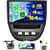 Roinvou 4+64G Android 15 Autoradio per Peugeot 107/Citroen C1/Toyota Aygo 2004-2014 CarPlay Android Auto, 10 Pollici IPS Touch Screen WI-FI GPS Bluetooth 32EQ FM/RDS SWC Telecamera Posteriore
