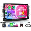 Rimoody 6G+128G 8 Core Wireless Carplay Android Autoradio per Dacia Logan Dokker Duster Sandero Lodgy Renault Captur Symbol 8 Pollici Autoradio con Android Auto GPS Navi WiFi Bluetooth FM/RDS DSP EQ/USB/SWC