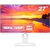 FYHXele Monitor Gaming Bianco da 27 Pollici 2K 180Hz QHD (2560X1440) IPS 1ms MPRT 16:9, Monitor PC con Supporto per 144Hz/165Hz/180Hz, AMD FreeSync Premium, DisplayPort, HDMI, Montaggio VESA