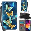 Haninsuze Cover per Samsung Galaxy A50, farfalla dorata | Pelle PU Portafoglio, Porta Carte, Magnetica, Libro, Antiurto Custodia