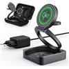 BRIMFORD Qi2 Caricatore Wireless Pieghevole 3 in 1 per iPhone/Apple Watch/Pods,15W Ricarica Wireless per iPhone16/15/14/13Pro/Pro Max,per Apple Watch 10/9/8/7/6 e per AirPods 4/3/2Pro