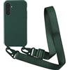 Yichxu Cover per Samsung Galaxy A55 5G con Cordino, Custodia Cellulare con Tracolla in Nylon Regolabile, Motivo Cuore Morbid Antiurto Paraurti Bumper Silicone Protettiva Case per Samsung A55, Verde