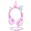 GEEKRIA Auricolari rosa per bambini con microfono, cuffie stereo cablate da 3,5 mm per scuola e apprendimento online, compatibile con PC, laptop, tablet e notebook
