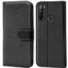 Verco custodia per Xiaomi Redmi Note 8T, Case per Xiaomi Redmi Note 8T Cover PU Pelle Portafoglio Protettiva, Nero