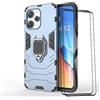 ESTH® Custodia per Xiaomi Redmi 12 4G/Redmi 12 5G con 2 Pezzi Pellicola Protettiva, 360° Rotante Staffa [Compatibile con Supporto Magnetico per Auto], Cover Paraurti PC+TPU, Blu