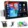 Roinvou Autoradio 1 Din con Wireless CarPlay Android Auto, Schermo Retrattile da 9 Pollici Stereo Radio MP5 per Auto con Mirror Link FM Bluetooth EQ SWC Telecamera