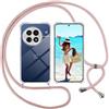 ISOI Cover con Cordino per Oneplus 13, Custodia Trasparente con Collana Tracolla Laccio Collo Ultra Sottile Morbido TPU Silicone Antiurto AntiGraffio Antiscivolo Case, Rosa