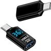 QIANRENON 10 Gbps USB C maschio a USB 3.2 femmina display digitale adattatore 36 W USB tipo C maschio a USB 3.2 Gen2 femmina carica sorveglianza porta USB C a A ricarica in tempo reale rilevazione 2