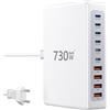 DeBangsi Caricabatterie USB C 730W, stazione di ricarica rapida a 10 Porte [6 USBC+4 USBA], stazione di ricarica USB GaN Ⅲ con due porte PD PPS da 140W/100W/65W, compatibile con MacBook Pro/Air/iPhone/Samsung