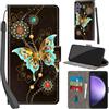 Haninsuze Cover per Samsung Galaxy S23 FE 5G Custodia Cover Pelle Libro Portafoglio con Porta Carte Magnetica Protezione Antiurto Cuoio Flip Case Custodia Cover per Samsung S23 FE 5G, farfalla verde