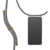KNOK Catena per cellulare compatibile con Apple iPhone 14, in silicone con nastro, per smartphone da appendere, custodia trasparente con cordino, custodia protettiva con cordino, colore grigio