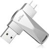 ABLAZE Chiavetta USB C da 64 GB, doppia USB 3.0 + tipo C, compatibile con iPhone 16/15, smartphone Android, computer, tablet, Mac, laptop (argento)