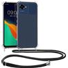kwmobile Custodia Compatibile con Realme Narzo 50i Prime Cover - Back Case in Silicone TPU - Protezione Smartphone con Cordino - trasparente/nero