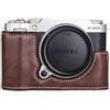 MUZIRI KINOKOO Custodia in Pelle PU per Fujifilm X-M5 fotocamera, mezza custodia protettiva inferiore per Fuji X-M5/Fuji XM5 fotocamera - con fondo apribile e design impugnatura - Caffè