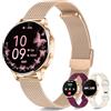 Iaret Smartwatch Donna con 3 Cinturini, Orologio 1,27 AMOLED Always-On con Chiamate Bluetooth, 120+ Modalità Sportive, SpO2/Cardio/Sonno, Fitness Tracker per Android iOS, Oro Rosa - Idea Regalo