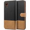BEZ Cover per Xcover 7, Custodia per Portafoglio Samsung Galaxy Xcover 7 Protettiva in Tela e PU Pelle Portafoglio Flip Cover con Chiusura Magnetica, Nero