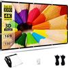 TOWOND Schermo Proiettore 150 Pollici,16: 9 HD Supporto 4K Schermo di Proiezione Anti-rughe Portatile Lavabile per home theater Supporto esterno per interni Schermo a Doppia