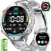 LIGE Smartwatch Uomo con Chiamate Bluetooth, 900mAh/1.73 Amoled Smart Watch con 110+ Modalità Sportive/IP68 Impermeabile, Cardiofrequenzimetro/Sonno Fitness Tracker per iOS Android, Argento